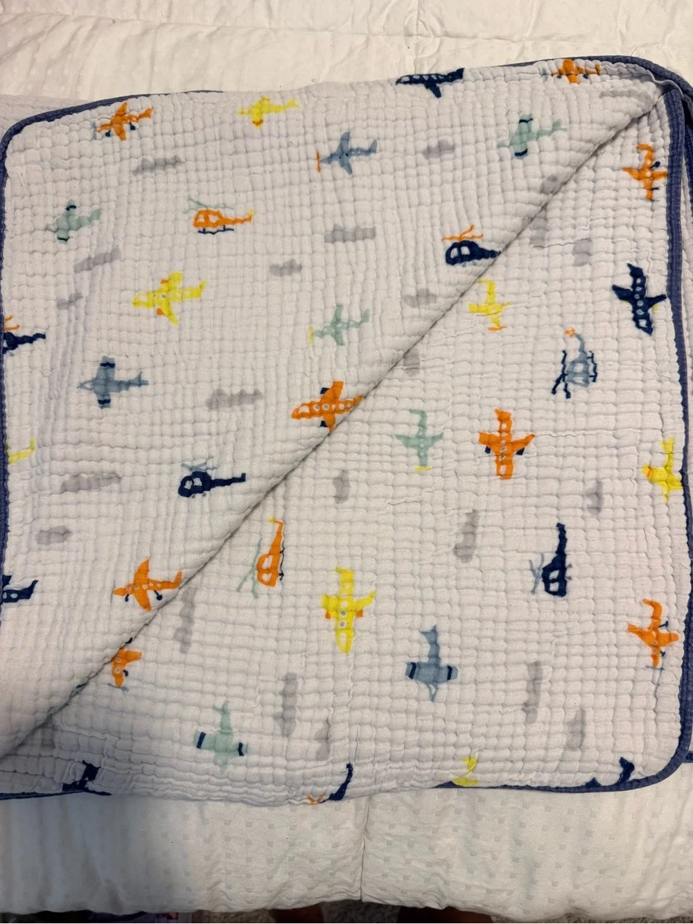 Addison Belle Airplane Print Cotton Baby Blanket